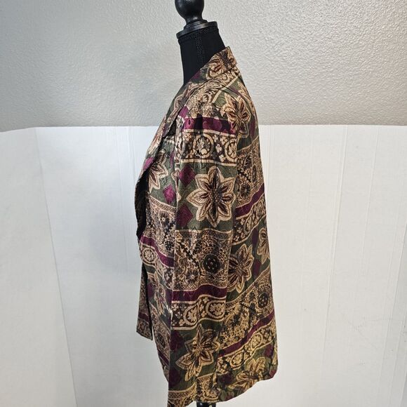 Vintage Rare Michael K Company Blazer Multi Pattern Design Sz Medium Floral S364 - Picture 2 of 9